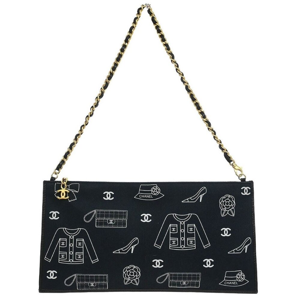 Chanel Navy Canvas Icon Chain Handbag 115784 - Picture 2 of 9